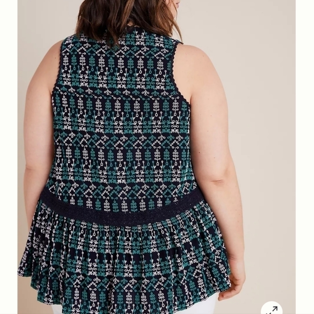 Maeve By Anthropologie-NWT- Cammie Embroidered Peplum Top-Size Small - Picture 7 of 17